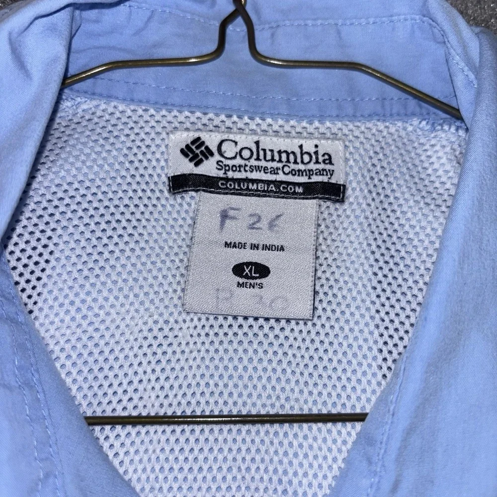 Columbia PFG Shirt Men's XL Light Blue Short Sleeve Fishing‎ Outdoor Button Down